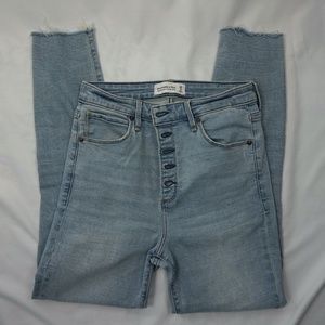 A&F Ripped High Rise Distressed Super Skinny Jeans